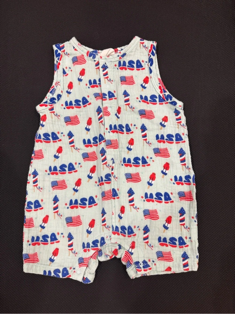 Sleeveless Patriotic Kids Romper - Red, White & Blue